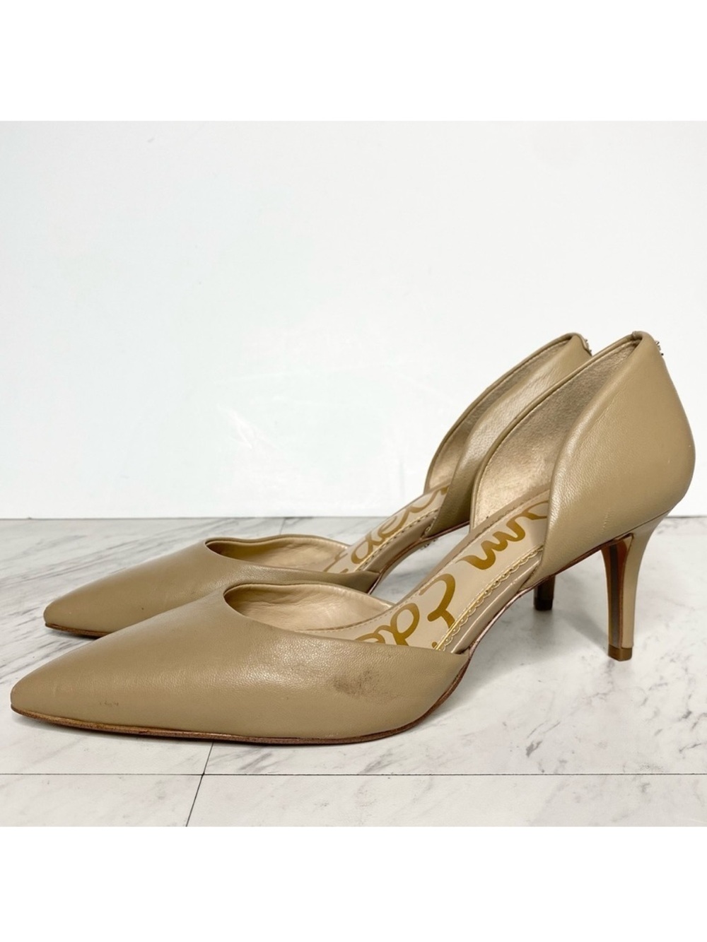 Sam Edelman Jaina Tan Leather Pointy Toe Pump 7 1/2 M